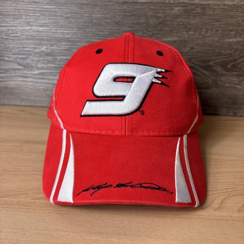 Kasey Kahne Hat Cap Strap Back Mens Red White NASCAR Auto Racing 9 Signature